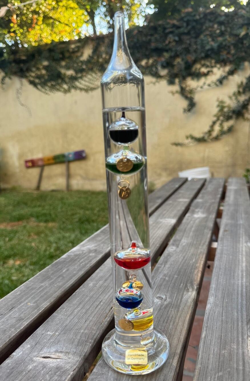 Vintage 11.5" Galileo Thermometer Glass Floating Colored Spheres Desk Decor Art
